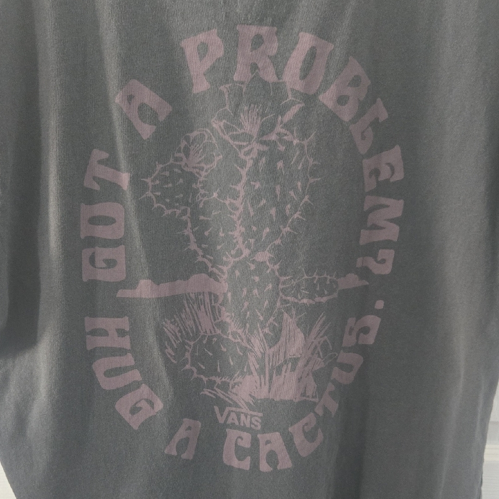 Vans Charcoal Tee with Cactus Graphic
